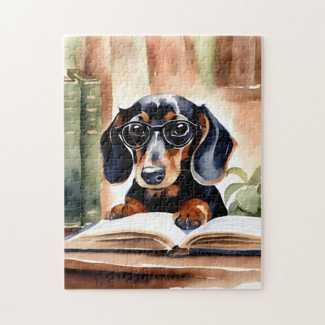 Dachshund in Watercolor Art Art Pussel (Vertikal)