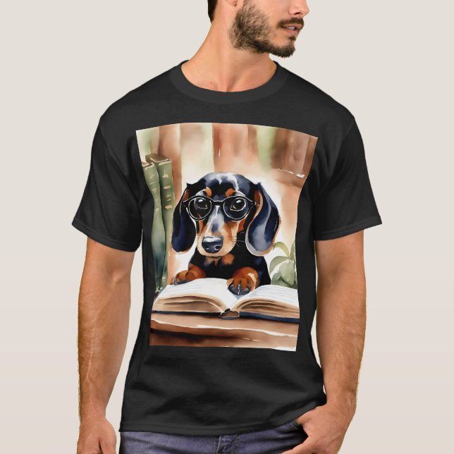 Dachshund in Watercolor Art Art T Shirt (Framsida)