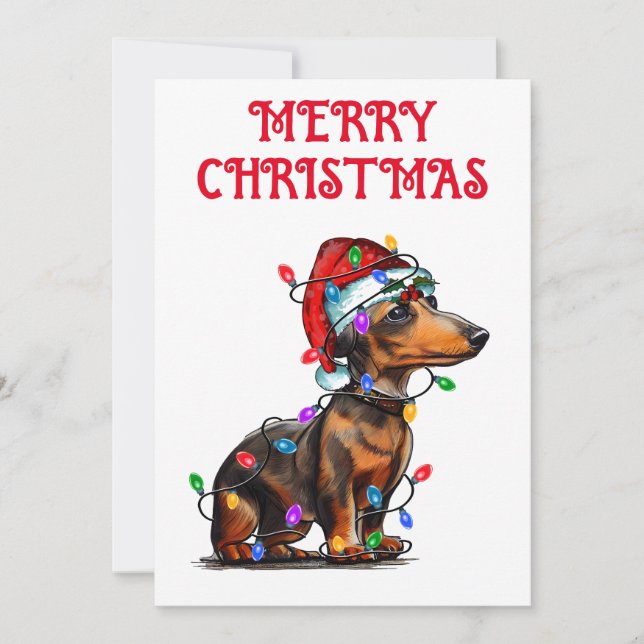 "DACHSHUND INSVÄNAD I JULGRANSLJUS" INBJUDNINGAR (Framsida)