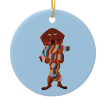 Dachshund intrasslad i schal