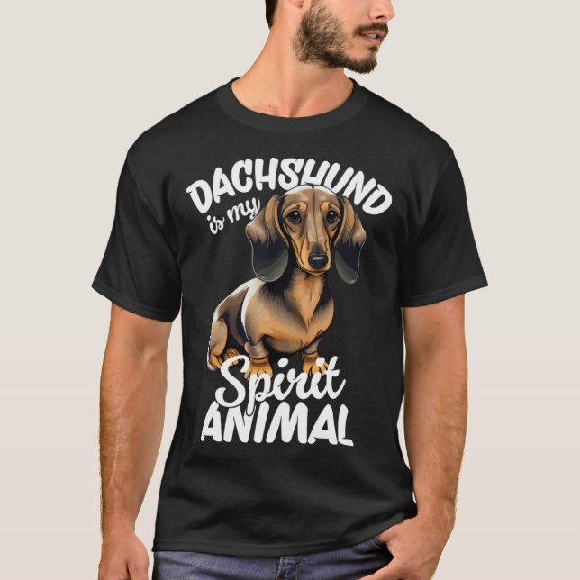 Dachshund Is My Spirit Animal T Shirt (Framsida)