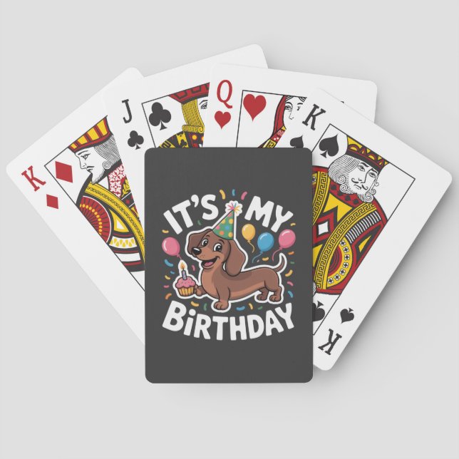 Dachshund It's My Birthday Casinokort (Baksidan)