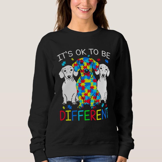 Dachshund It's Ok To Be Different Autism Awareness T Shirt (Framsida)