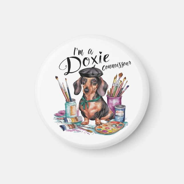 Dachshund Jag är Doxie Connoisseur Magnet (Framsidan)