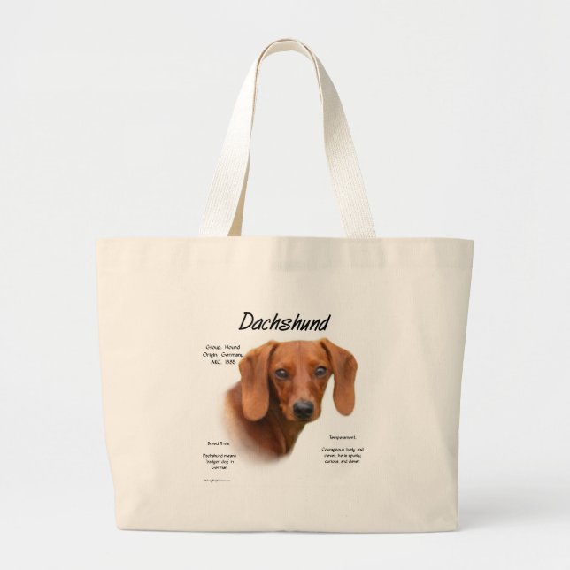 Dachshund (jämn) historikdesign jumbo tygkasse (Framsidan)