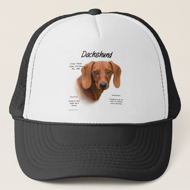 Dachshund (jämn) historikdesign truckerkeps (Framsida)