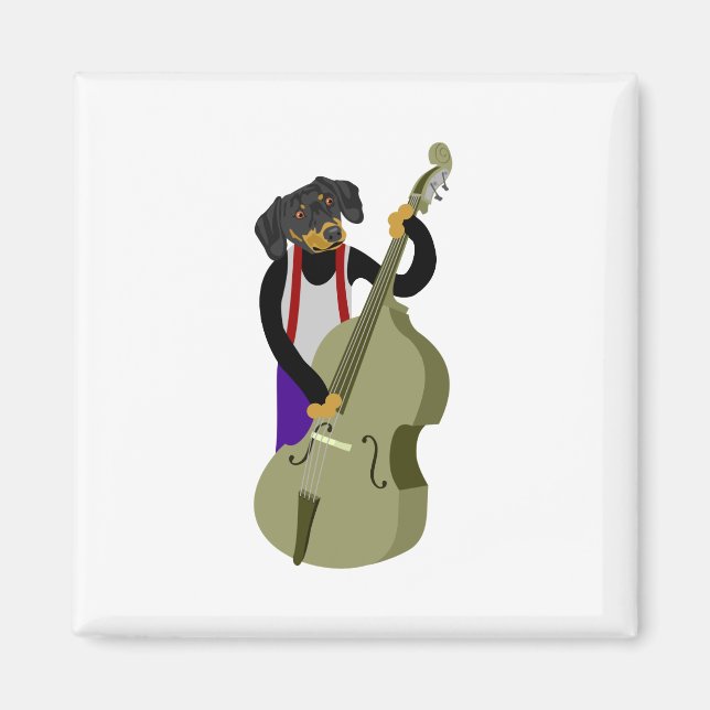 Dachshund Jazz Bass Player Magnet (Framsidan)