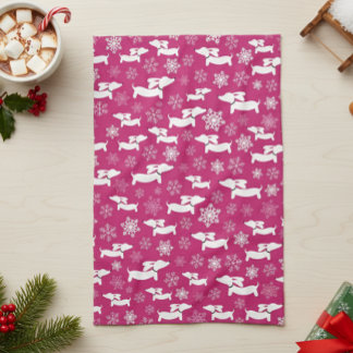Dachshund jul Chef Gift Fuchsia Kökshandduk