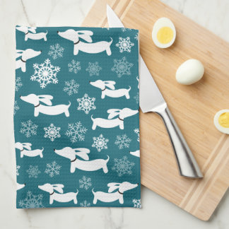 Dachshund jul Chef Gift Teal Kökshandduk