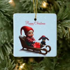 Dachshund jul Elf Julgransprydnad Keramik