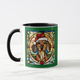 Dachshund jul - fastnat glas mugg