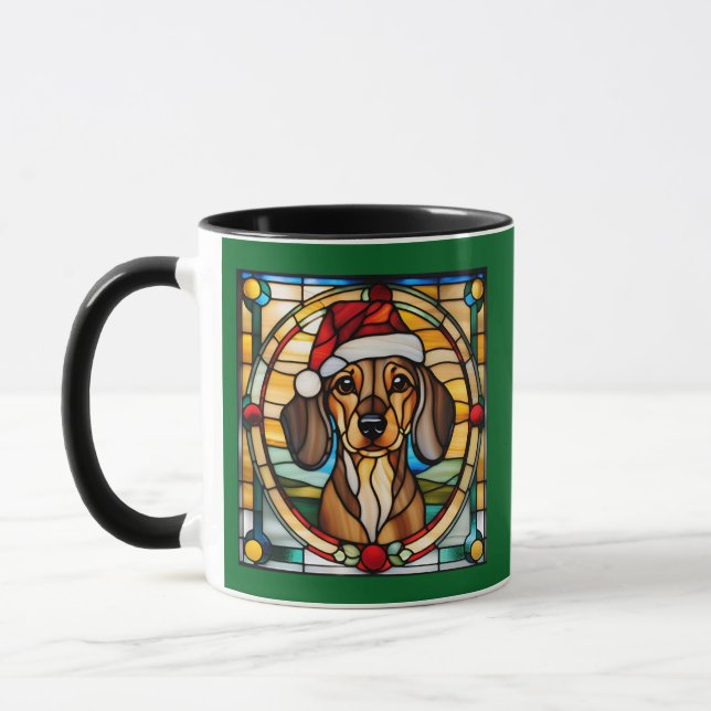 Dachshund jul - fastnat glas mugg (Vänster)