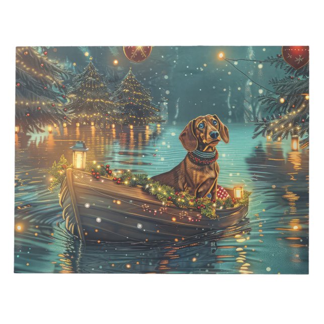 Dachshund Jul Festive Voyage Anteckningsblock (Framsida)