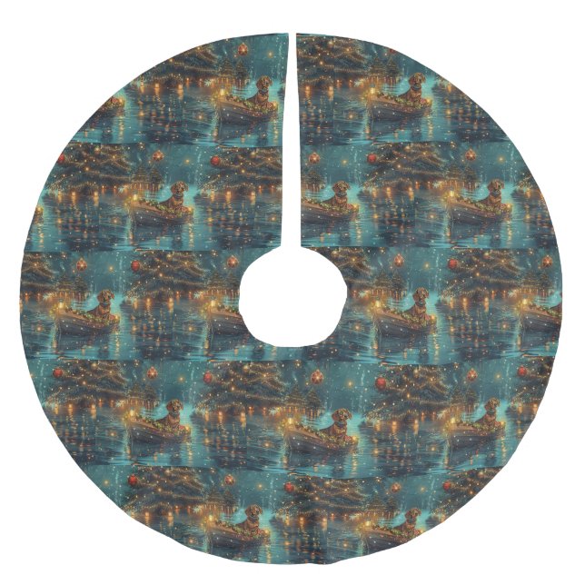 Dachshund Jul Festive Voyage Julgransmatta Borstad Polyester (Framsidan)