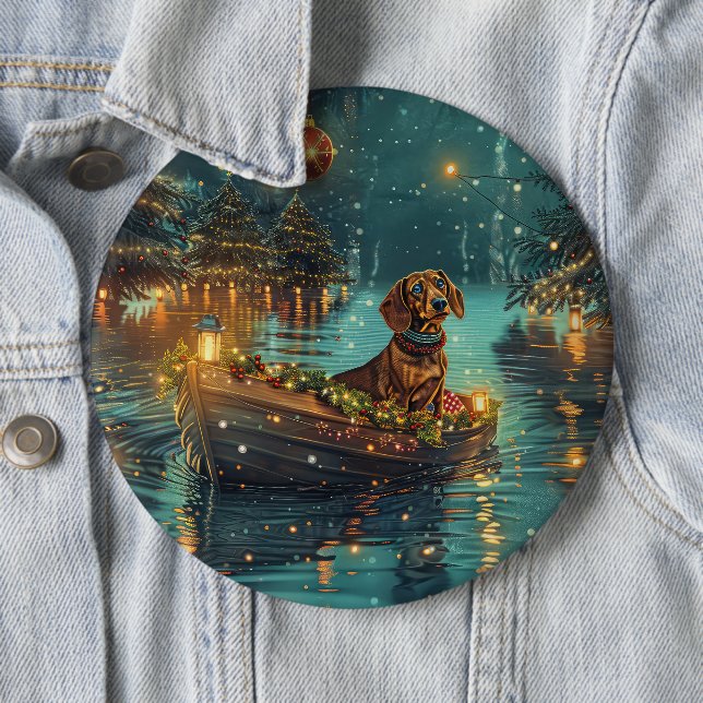 Dachshund Jul Festive Voyage Knapp (In Situ)