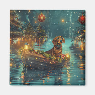 Dachshund Jul Festlig resa Magnet