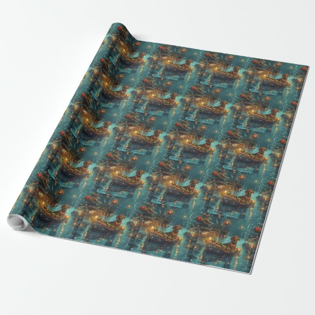 Dachshund Jul Festlig resa Presentpapper (Utrullad)