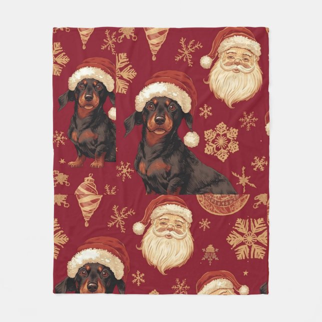 Dachshund jul fleecefilt (Framsidan)