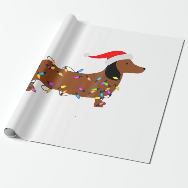 Dachshund jul Funny Julgran Ljus Presentpapper (Utrullad)