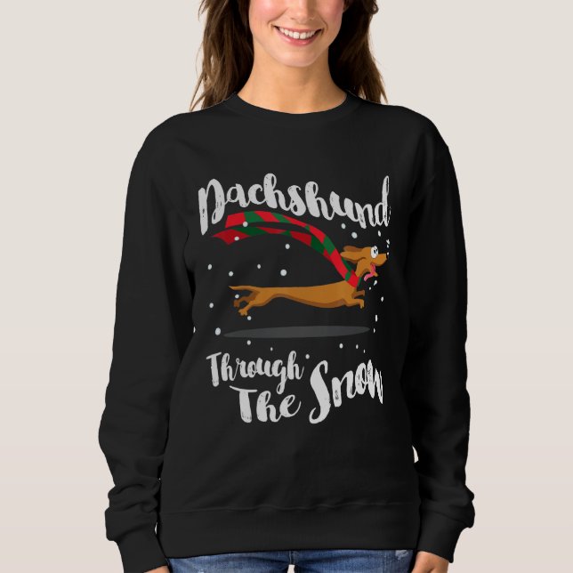 Dachshund Jul Gif genom Snö T Shirt (Framsida)