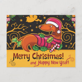 Dachshund jul helg vykort