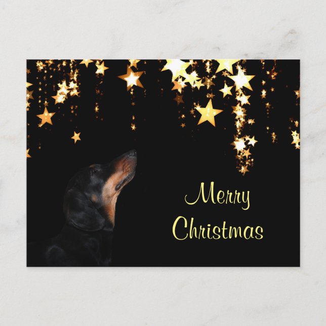 Dachshund jul helg vykort (Framsida)