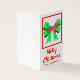 Dachshund Jul Hund & Grönt Bow Small Kort