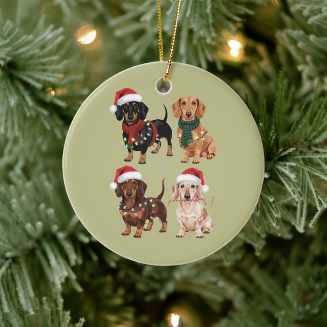 Dachshund Jul Hund Mamma Älskare Julafton Gift Julgransprydnad Keramik (Träd)