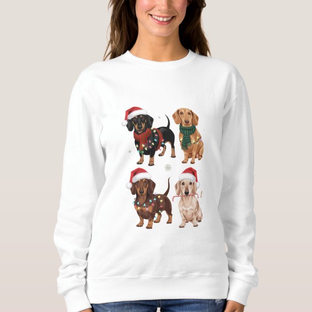 Dachshund Jul Hund Mamma Älskare Julafton Gift T Shirt (Framsida)