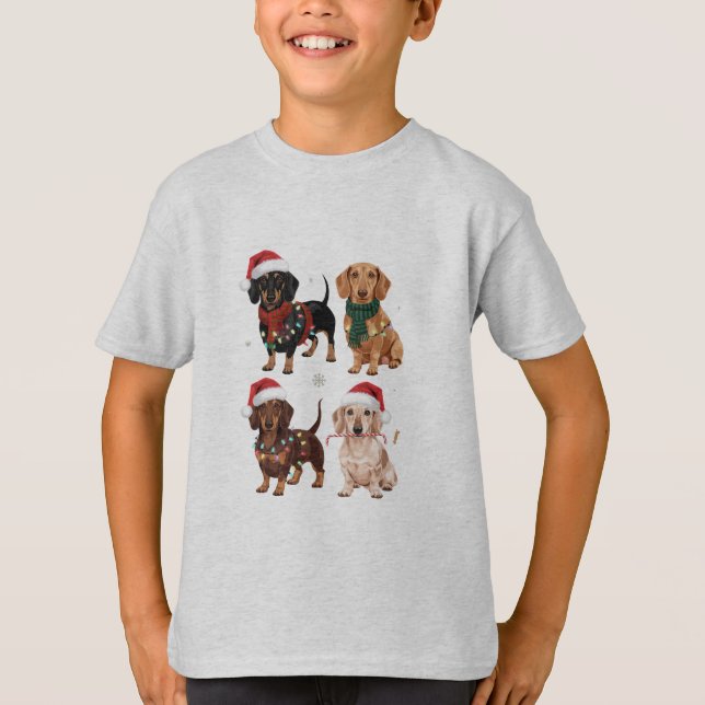 Dachshund Jul Hund Mamma Älskare Julafton Gift T Shirt (Framsida)