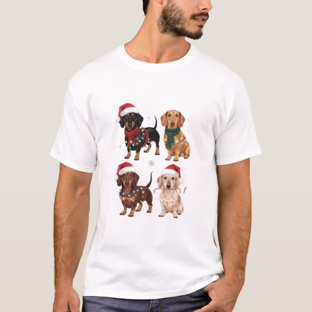 Dachshund Jul Hund Mamma Älskare Julafton Gift T Shirt (Framsida)