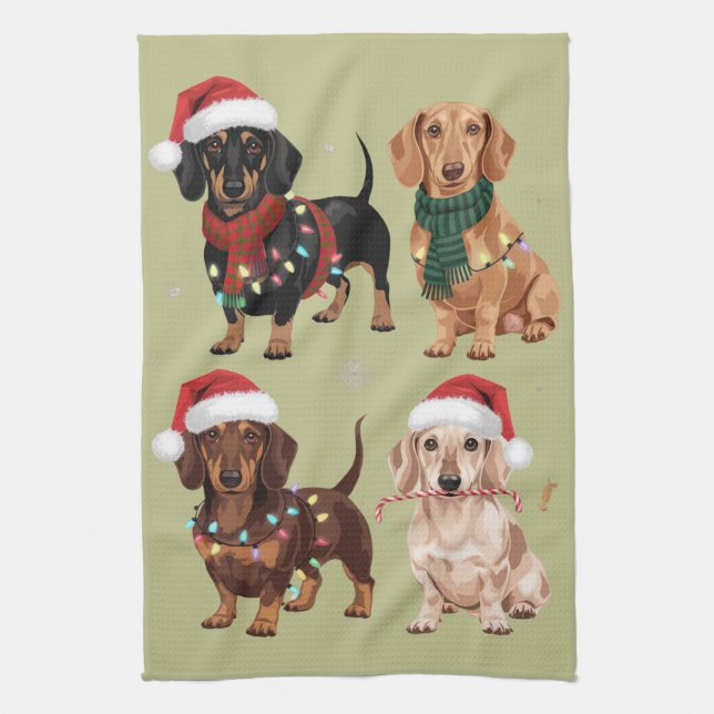 Dachshund jul hund mamma älskare julpresent kökshandduk (Vertikal)