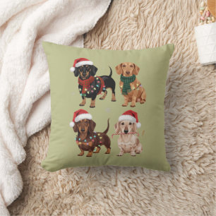Dachshund jul hund mamma älskare julpresent kudde