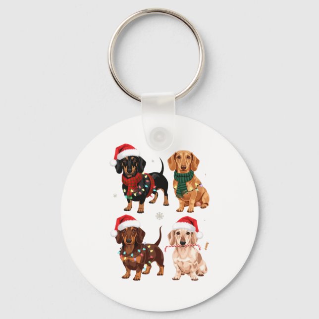 Dachshund jul hund mamma älskare julpresent  nyckelring (Framsida)