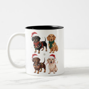 Dachshund jul hund mamma älskare julpresent Två-Tonad mugg