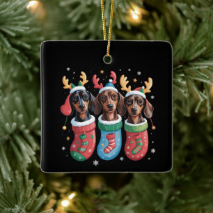 Dachshund jul hundägare present högtid julgransprydnad keramik
