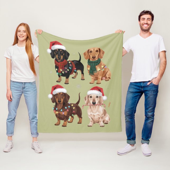 Dachshund jul hundmamma älskare julpresent fleecefilt (På plats)