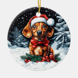 Dachshund jul julgransprydnad keramik