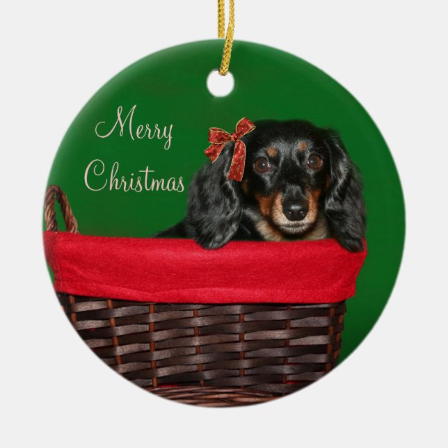 Dachshund jul julgransprydnad keramik (Framsidan)