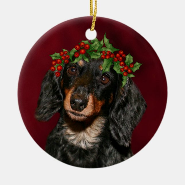 Dachshund jul julgransprydnad keramik (Framsidan)