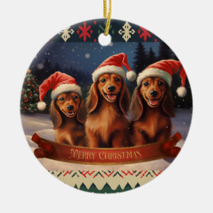 Dachshund jul julgransprydnad keramik