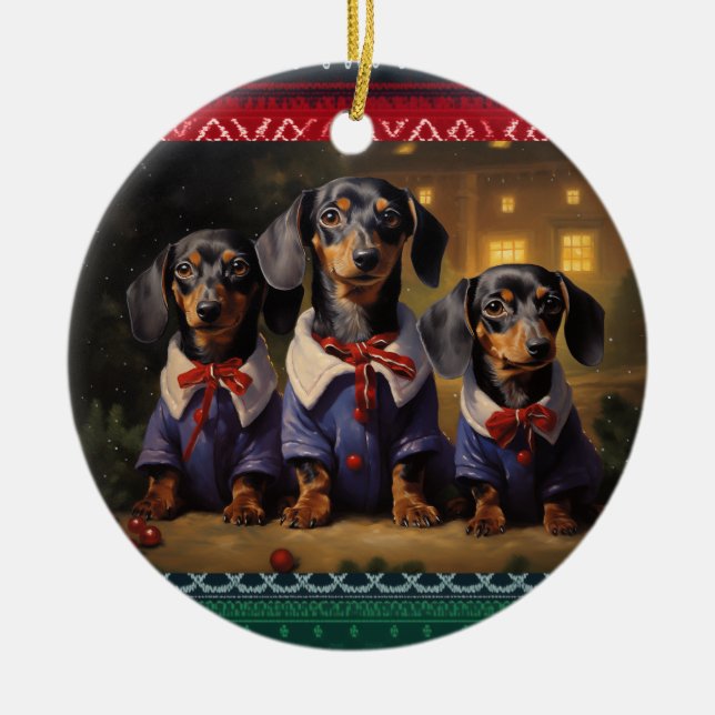 Dachshund jul julgransprydnad keramik (Framsidan)