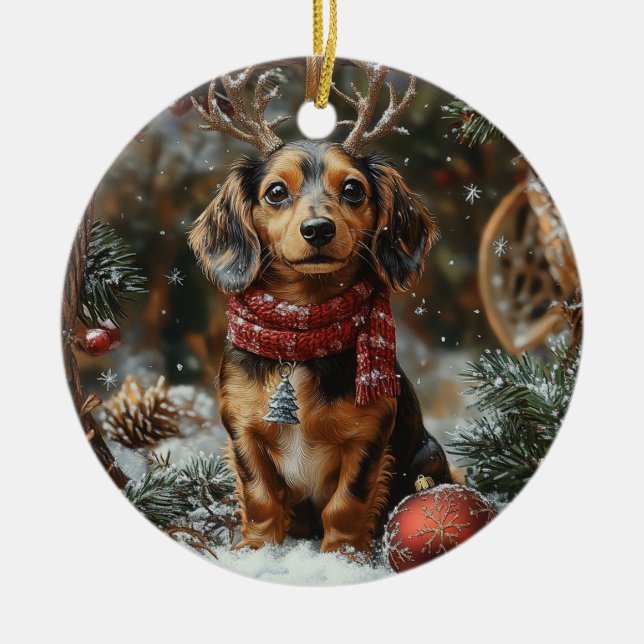 Dachshund jul julgransprydnad keramik (Framsidan)