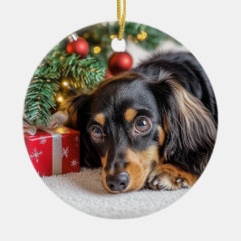 Dachshund jul julgransprydnad keramik