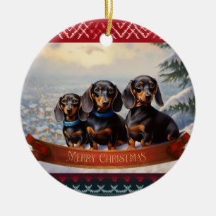 Dachshund jul julgransprydnad keramik