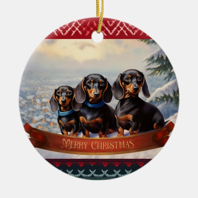Dachshund jul julgransprydnad keramik (Framsidan)