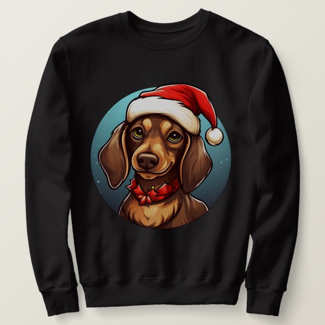 Dachshund jul lång ärmad tröja (Design framsida)