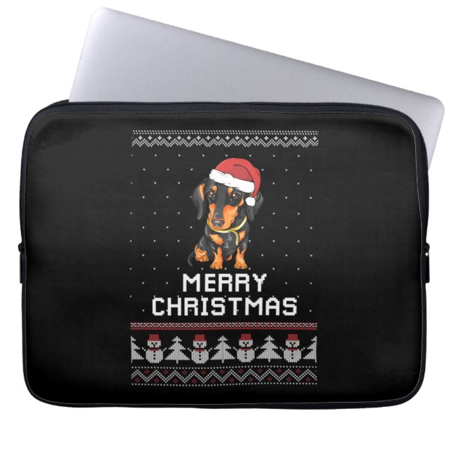 Dachshund jul laptop fodral (Framsidan)