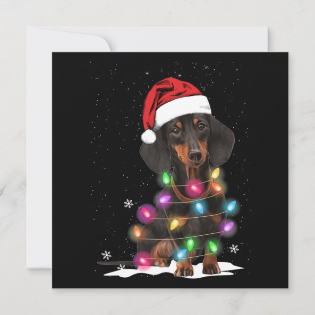 Dachshund jul Ljus med Snö Anteckningskort (Framsida)