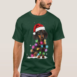 Dachshund jul Ljus med Snö T Shirt